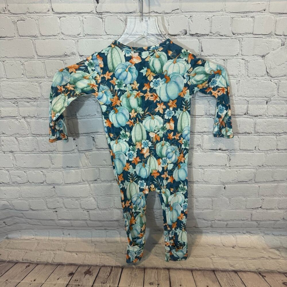 Birdie Bean Pumpkin Pattern Bamboo Footless Zip Romper - Picture 3 of 3